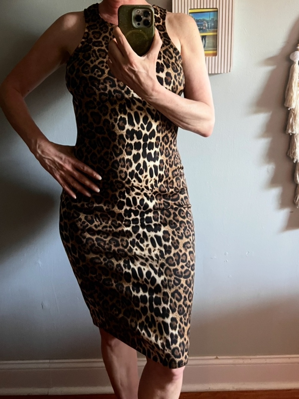 Diosa Leopard Print Sleeveless Midi Dress - Brown & Black